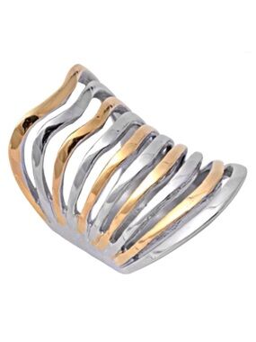 Stainless Steel Two-Tone Freeform Ring (NWT) (Size: 6)